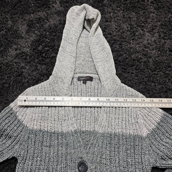BCBG Max Azria Ombre Hooded Tunic Sweater‎ Women’s Size S Gray Knit - Picture 8 of 12